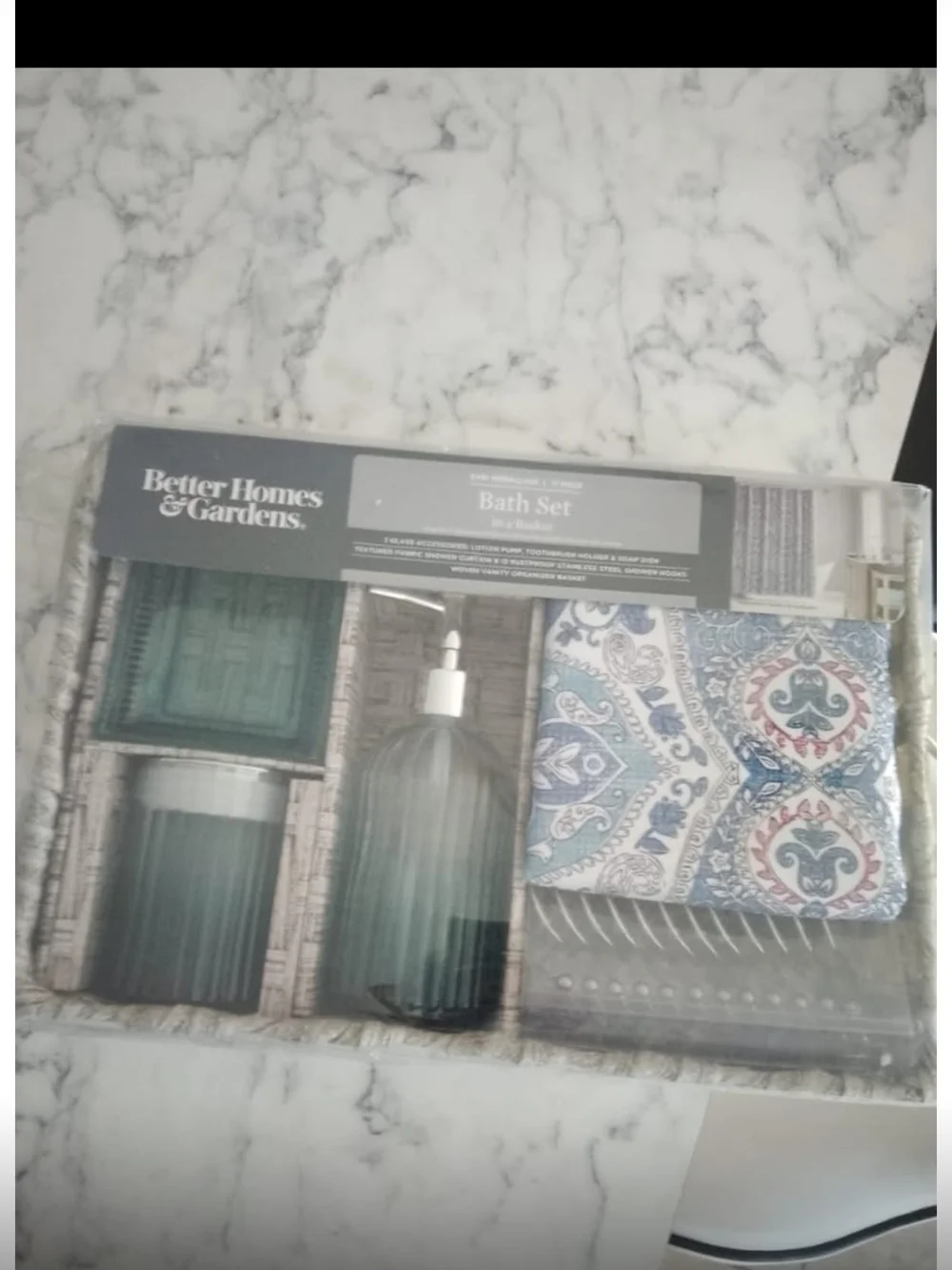 Better Homes And Gardens Teal, Blue and Gray Bath Accessory Set